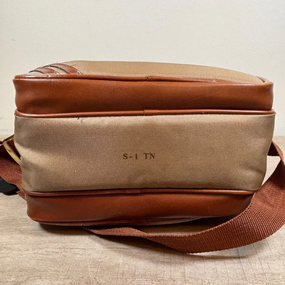 Vintage Coaster Camera Bag Beige/Brown Model S3TN with Shoulder Strap